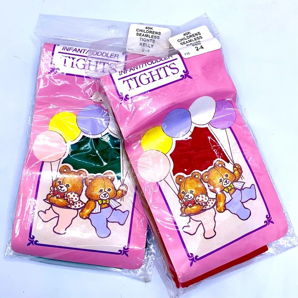 Toddlers Set of Red and Kelly Green Tights